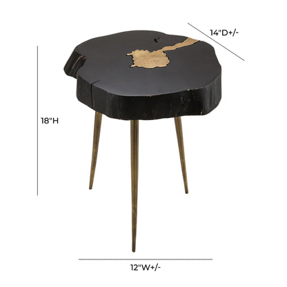 Kayla Black and Brass Side Table