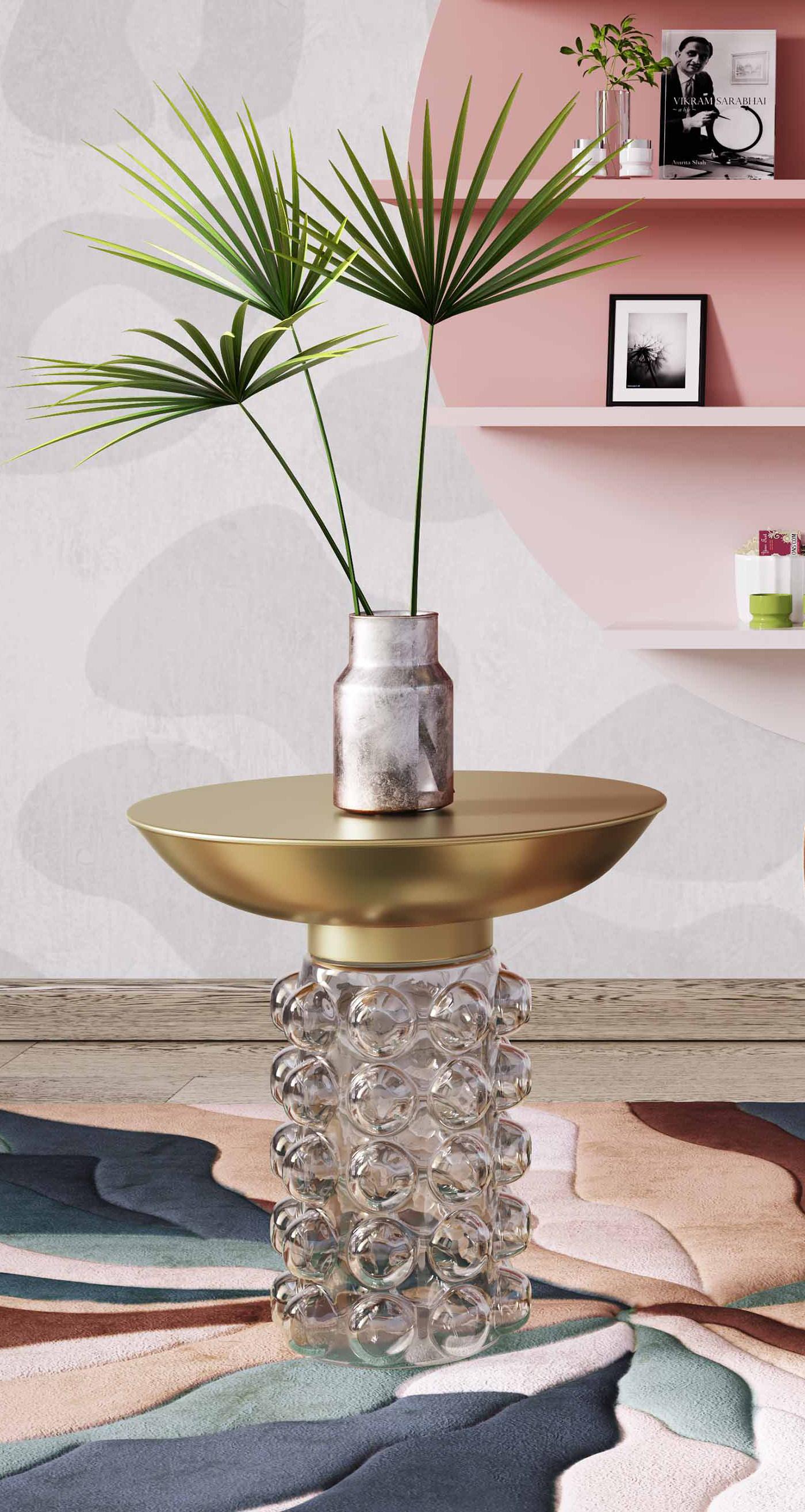 cynthia glass/brass side table