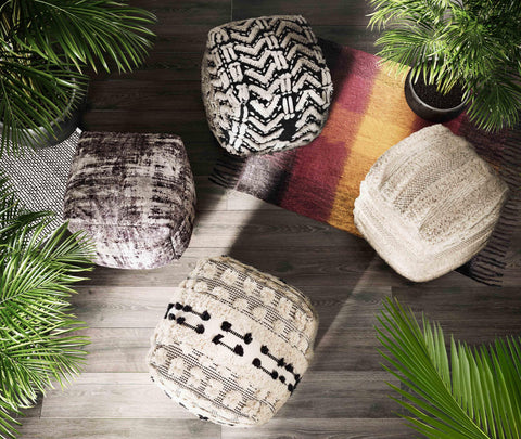 Beige Cotton Pouf - image 2