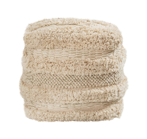 Beige Cotton Pouf - image 3