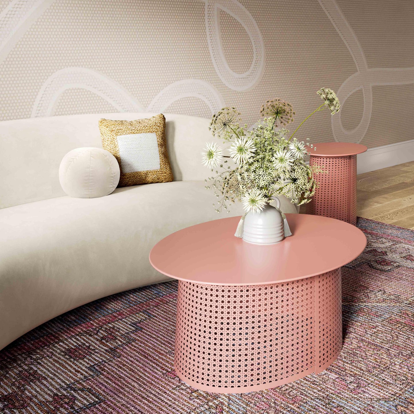 romp coral pink side table