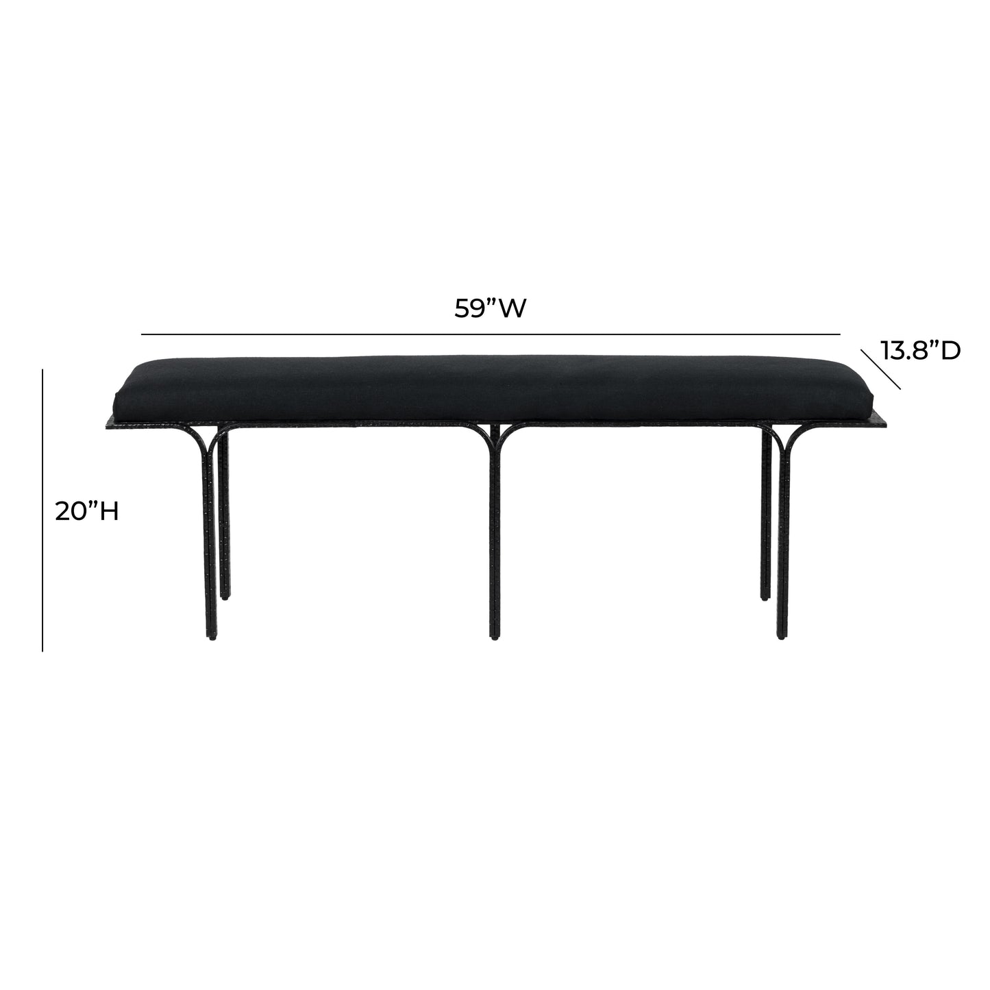 soline black linen bench