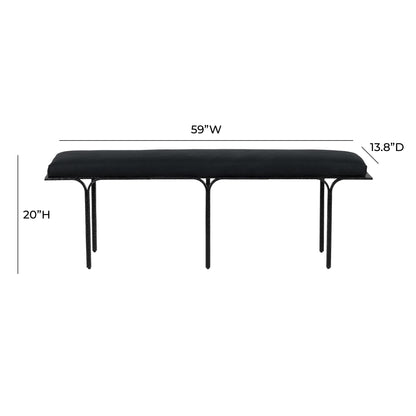 Soline Black Linen Bench