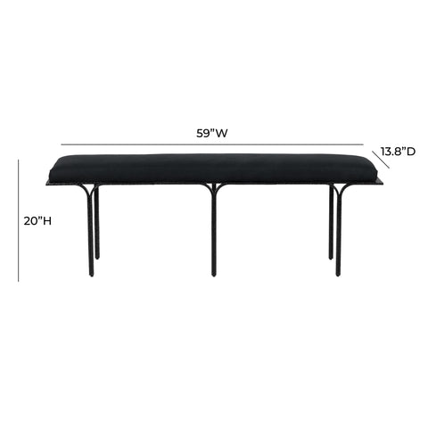 Soline Black Linen Bench