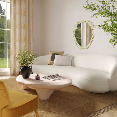 Valentina Bellamy 57" Nude Faux Stone Coffee Table - image 2
