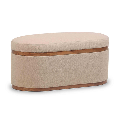 Odette Provence 41" Boucle Oval Storage Ottoman - image 1