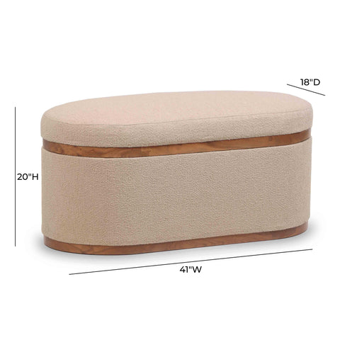 Odette Provence 41" Boucle Oval Storage Ottoman - image 9