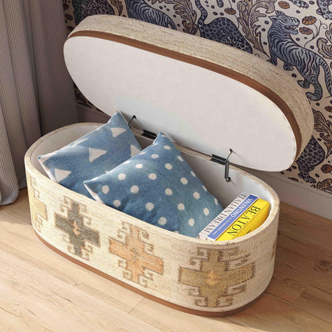 Odette Provence 41" Cotton Oval Storage Ottoman - image 2