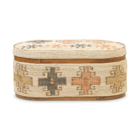 Odette Provence 41" Cotton Oval Storage Ottoman - image 4