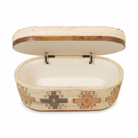 Odette Provence 41" Cotton Oval Storage Ottoman - image 7