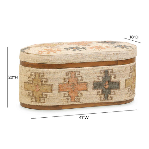 Odette Provence 41" Cotton Oval Storage Ottoman - image 9