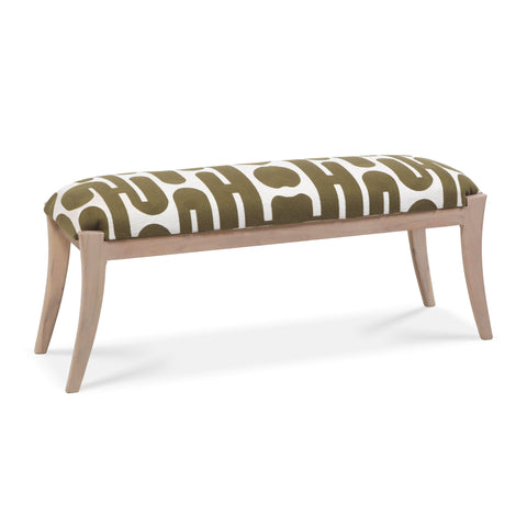 Juliette Bellamy 48" Olive &amp; White Embroidered Bench - image 1
