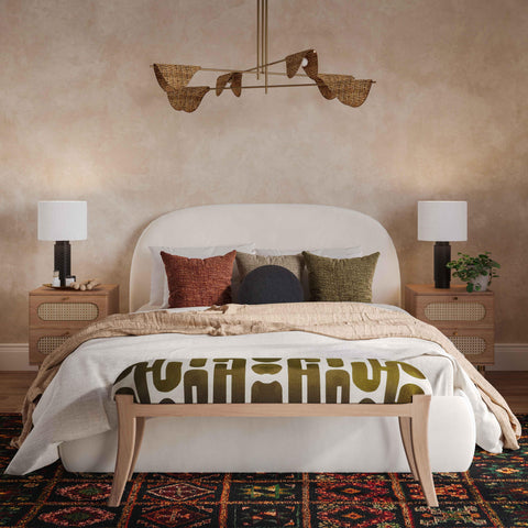 Juliette Bellamy 48" Olive &amp; White Embroidered Bench - image 2