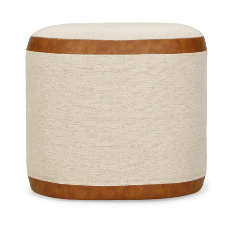 Beatrice Lucerne Cotton Jute and Vegan Leather Oval Contract-Grade Pouf - image 3