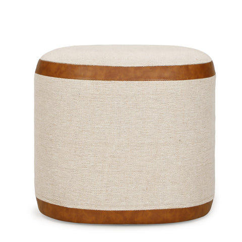 Beatrice Lucerne Cotton Jute and Vegan Leather Oval Contract-Grade Pouf - image 4