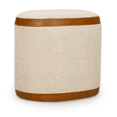 Beatrice Lucerne Cotton Jute and Vegan Leather Oval Contract-Grade Pouf - image 6