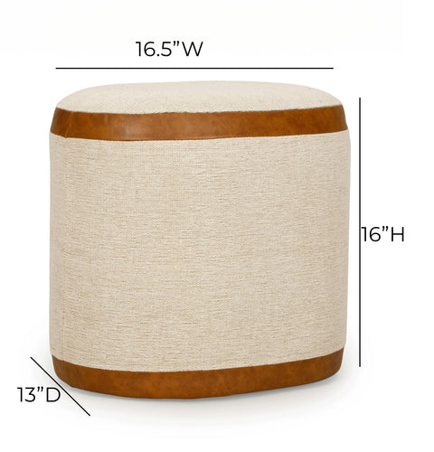 Beatrice Lucerne Cotton Jute and Vegan Leather Oval Contract-Grade Pouf - image 7