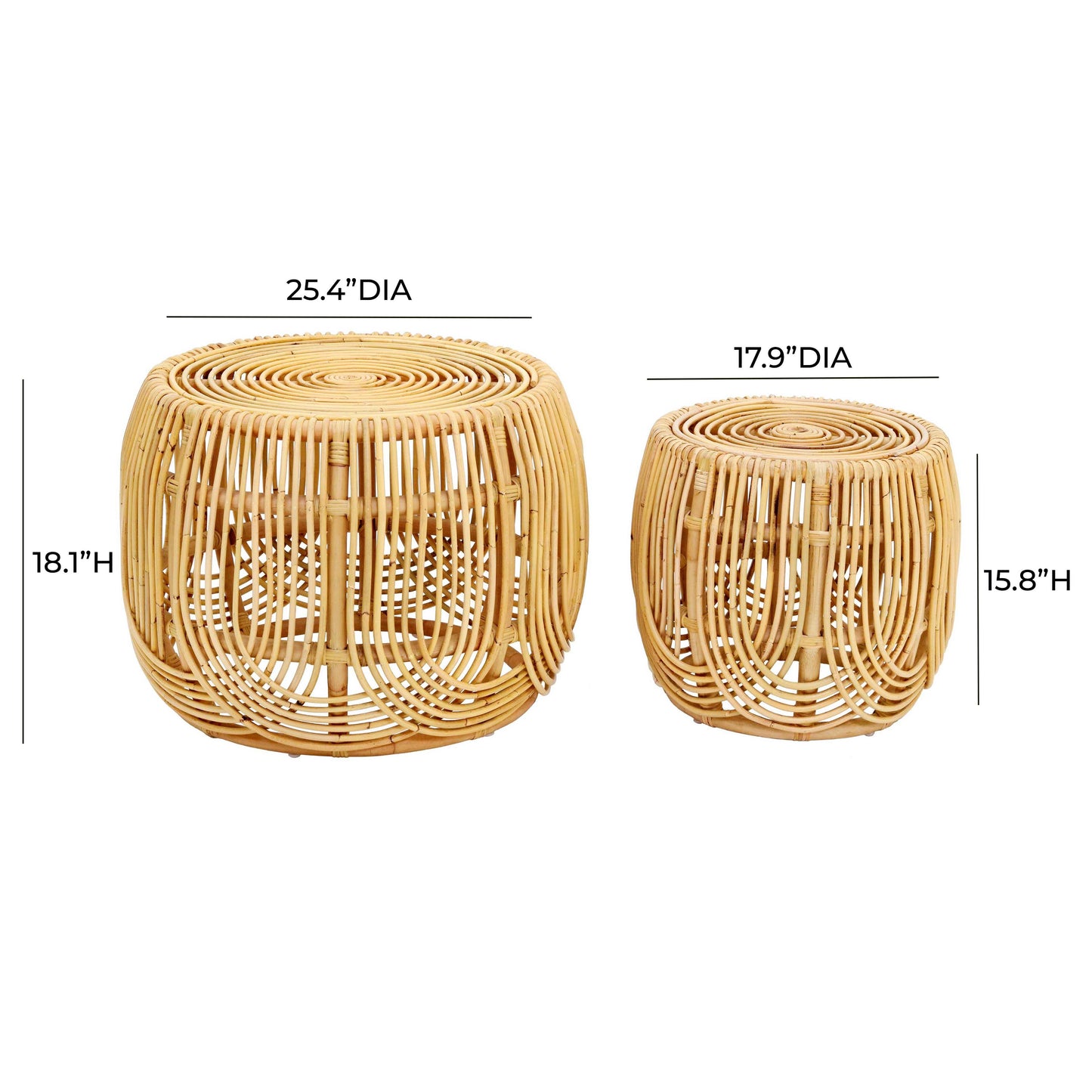 emilia rattan nesting tables