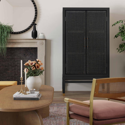 Collins Charcoal Woven Rattan Cabinet