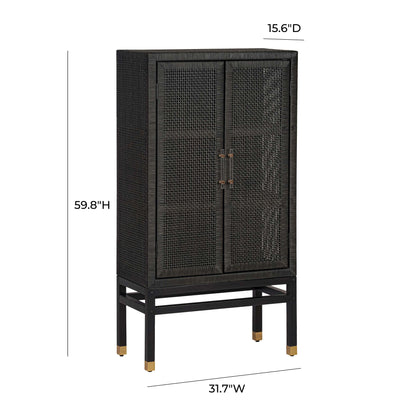 Collins Charcoal Woven Rattan Cabinet