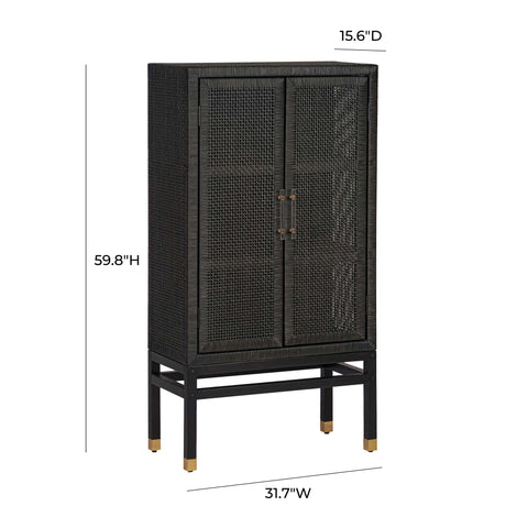 Collins Charcoal Woven Rattan Cabinet