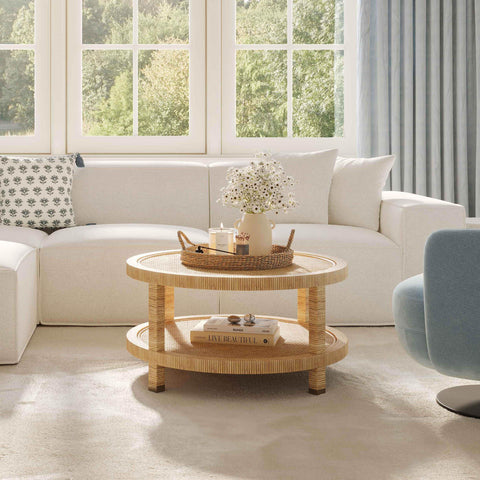 Arielle Bellamy 33" Natural Rattan Round Coffee Table - image 2