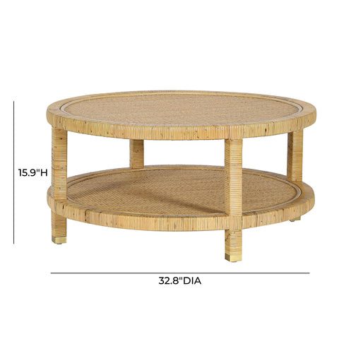Arielle Bellamy 33" Natural Rattan Round Coffee Table - image 7