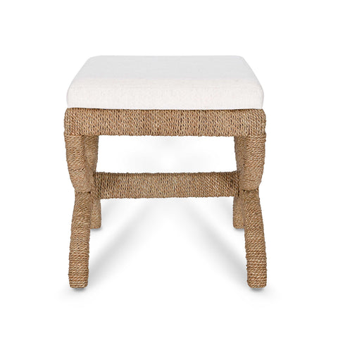 Rosalie Marais Cream Contract-Grade Fabric and Natural Seagrass Accent Stool - image 3