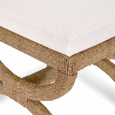 Rosalie Marais Cream Contract-Grade Fabric and Natural Seagrass Accent Stool - image 4