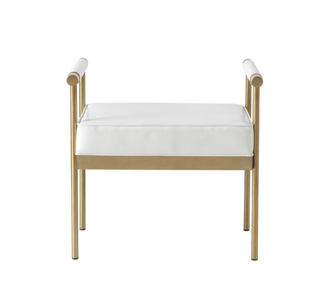 Butterfly White Vegan Leather Bench