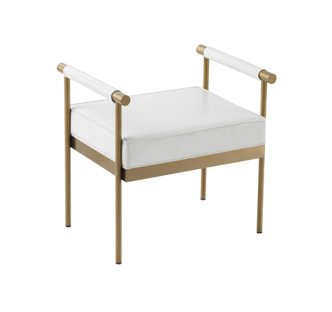 Butterfly White Vegan Leather Bench