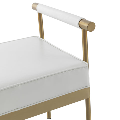 Butterfly White Vegan Leather Bench