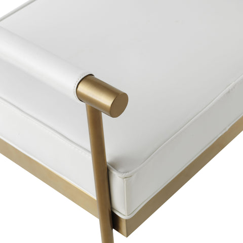 Butterfly White Vegan Leather Bench