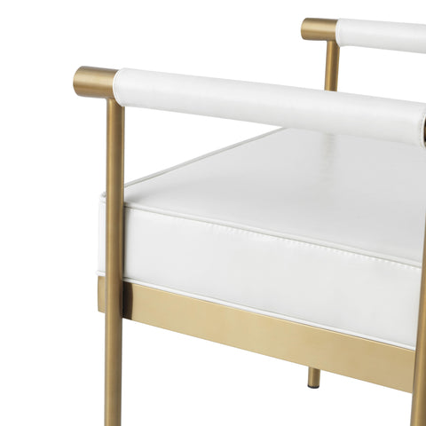 Butterfly White Vegan Leather Bench