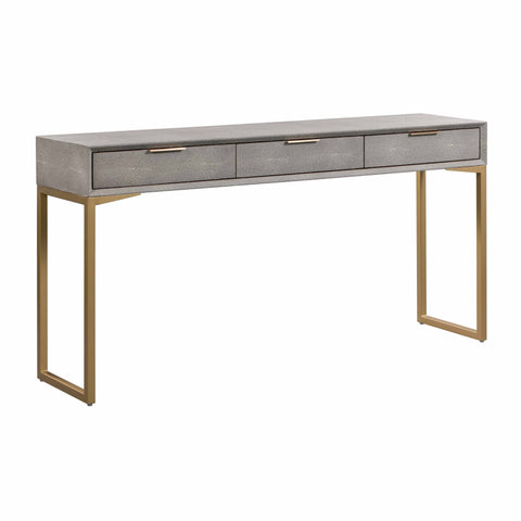 Arielle Rivoli 59" Faux Shagreen 3-Drawer Console Table - image 3