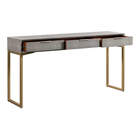 Arielle Rivoli 59" Faux Shagreen 3-Drawer Console Table - image 4