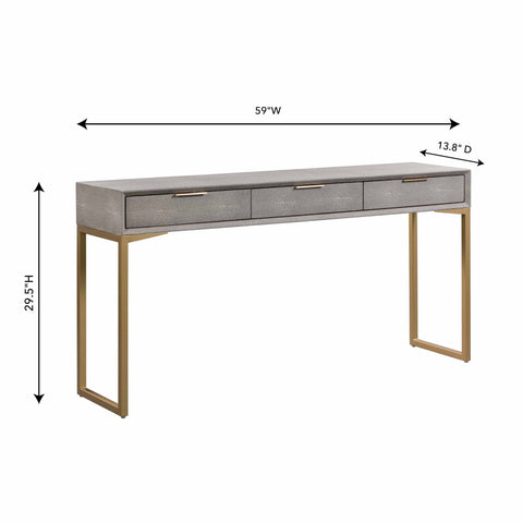 Arielle Rivoli 59" Faux Shagreen 3-Drawer Console Table - image 7