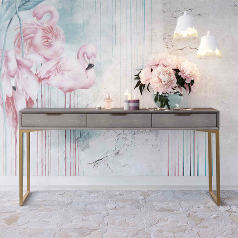 Arielle Rivoli 59" Faux Shagreen 3-Drawer Console Table - image 2