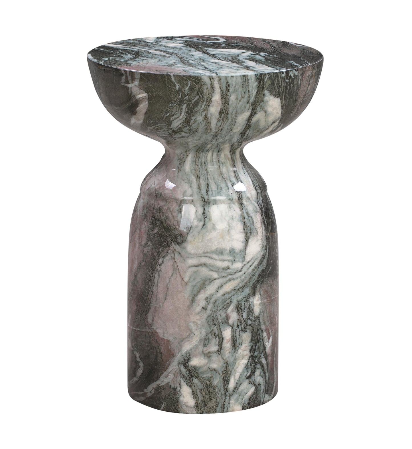 turin grey and blush marble side table