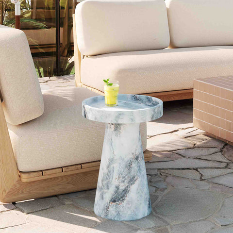 Faux Aegean Marble Indoor/Outdoor Side Table - image 2