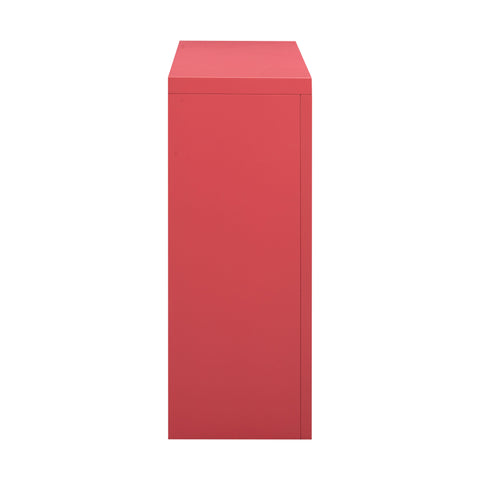 Cube Coral Pink & Rattan Console Table