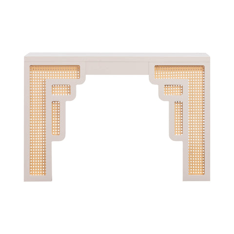 Cube Cream & Rattan Console Table
