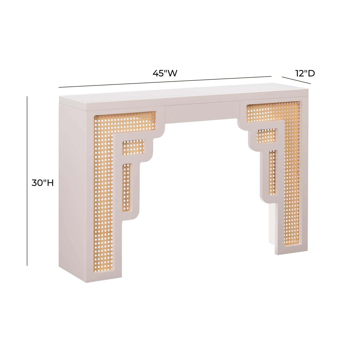 cube cream & rattan console table