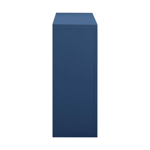 Cube Navy & Rattan Console Table