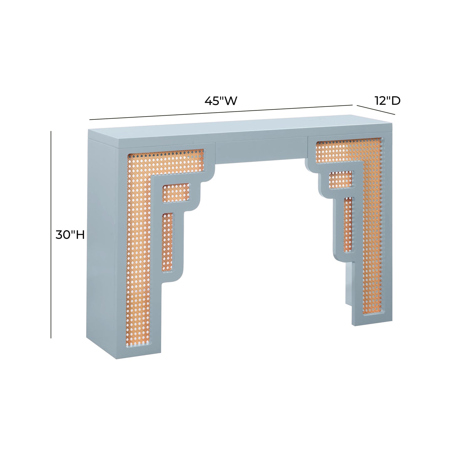 cube pastel blue & rattan console table