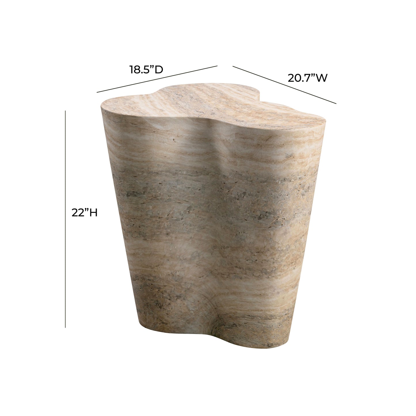 patrizia faux travertine tall side table