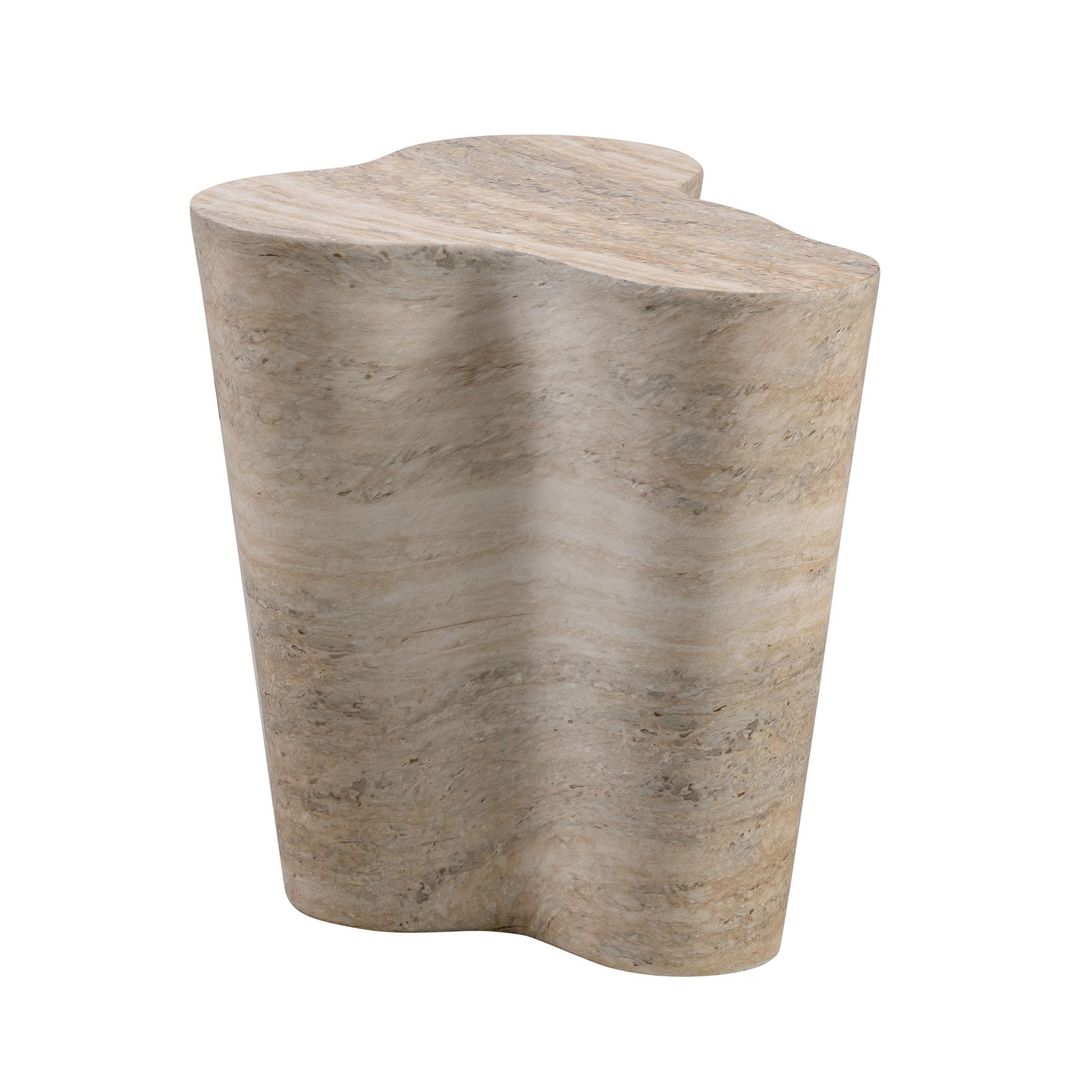 patrizia faux travertine short side table