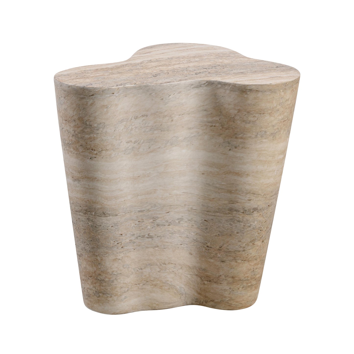 patrizia faux travertine short side table