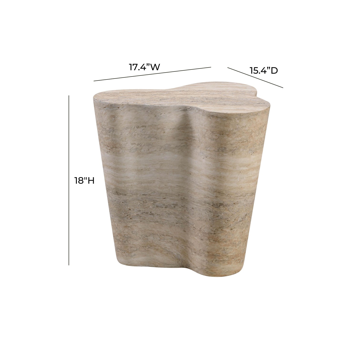 patrizia faux travertine short side table