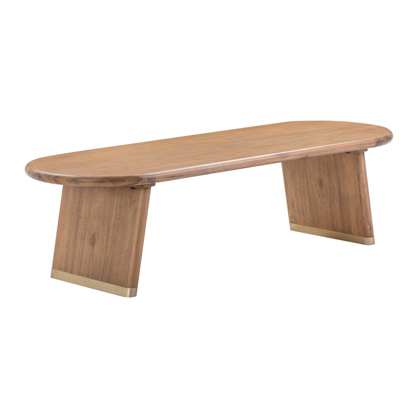 jula cognac acacia bench with boucle seat